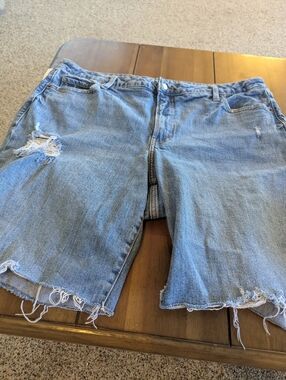 Old Navy Light Blue High-Rise Loose Denim Shorts